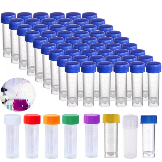 1-10ml plastic test tubes vials sample containers craft with screw caps tube