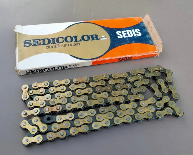 Chaine SEDIS SEDICOLOR GOLD NOS Ancien vélo course randonneuse Herse