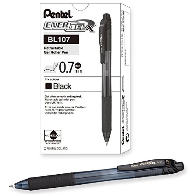 (TG. confezione da 12) Pentel BL107 Energel X scatto 0,7 mm Nero 12 pezzi - NUOV