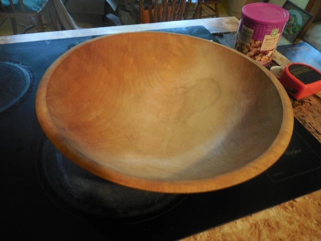 Vintage LARGE Hand Carved Wood Bowl, Farmhouse, Primitive, Rustic, Dough Bowl