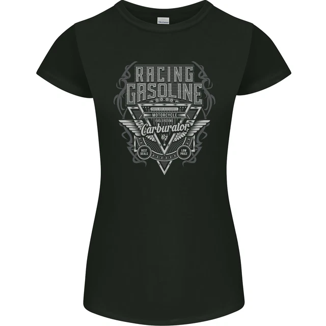 Da Corsa Benzina Motocicletta Donna Minuta Taglio T-Shirt