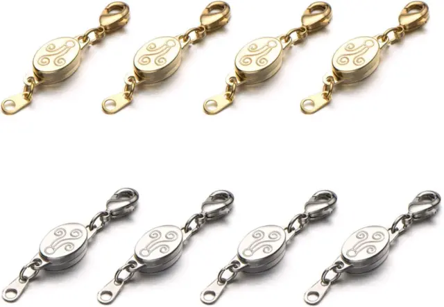  12 Pieces Magnetic Necklace Clasp Locking Magnetic Jewelry  Clasp Closures Bracelet Extender for Woman Jewelry Making Round Necklace  Clasp Closures, Oblate and Cylindrical (Gold, Silver)