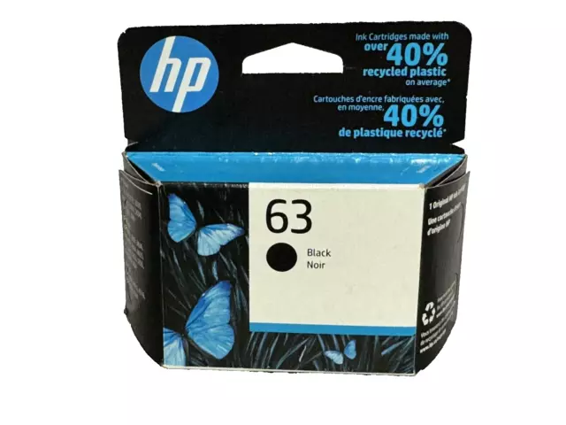 New Genuine HP 63 F6U62AN Black Ink Cartridge Exp 2023 Sealed Free Ship