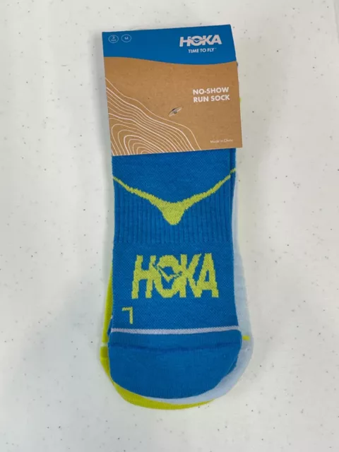 NEW Hoka Time To Fly No-Show Run Socks Size M 3-Pack Blue Green White CoolMax