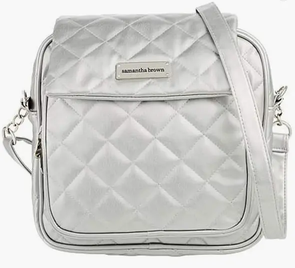 Samantha Brown RFID Protected Quilted Crossbody Bag - Silver