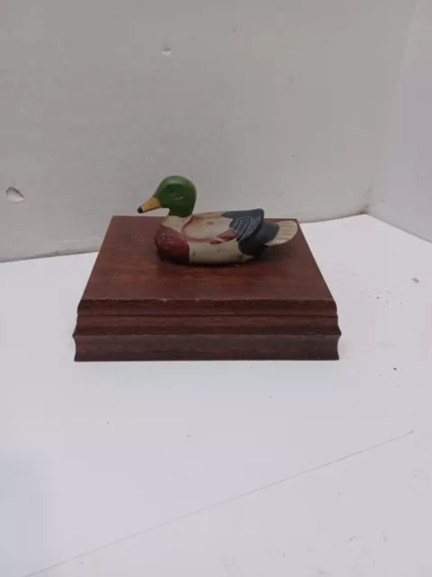 Jewelry/Keepsake/Trinket/Card Holder Wooden Box with Mallard Duck on Lid W/Cards