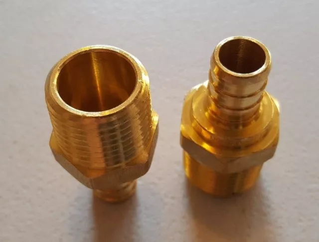 10) 1/2 Pex X 1/2" Adaptateur Fileté Mâle Npt Pex B Raccord À Sertir Plomb Laiton Libre 3