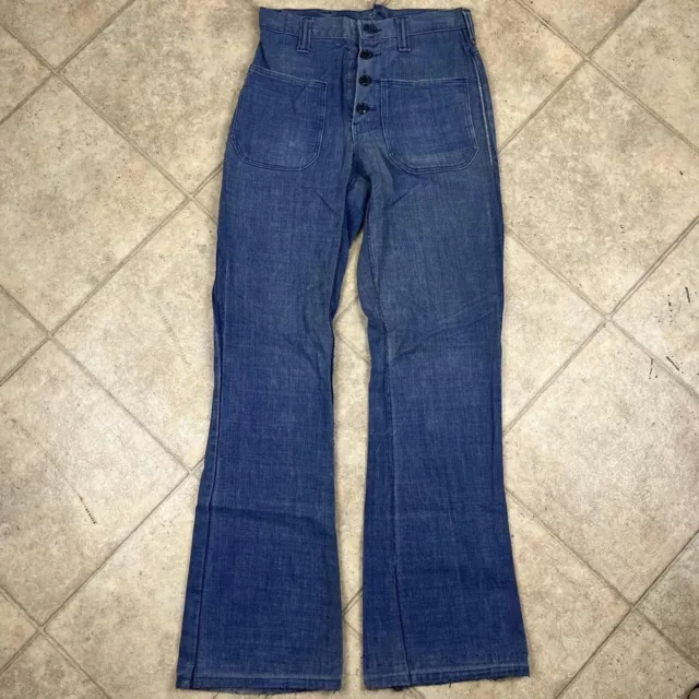 Vintage 70’s Wrangler Blue Cotton Bell Bottom Flare Pants 27x32