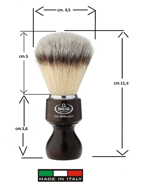 Omega 0146126 pennello da barba  pelo sintetico Hi Brush manico legno made Italy 2