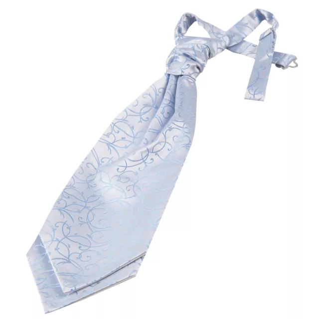 Baby Blue Mens Pre-Tied Scrunchie Cravat Woven Swirl Patterned Wedding by DQT