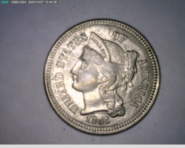 1865 three cent nickel (5-429 11m3)