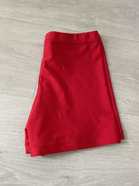 Girls Red Gymnastics Dance Shorts Age 13 - 15 Size 34”