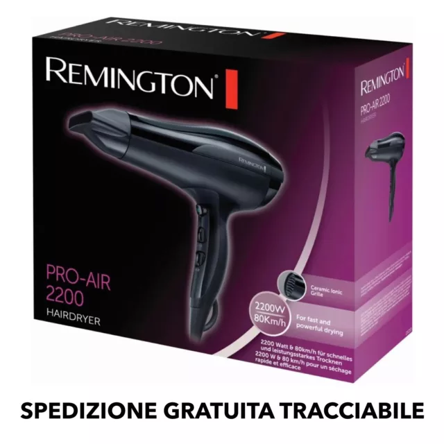 REMINGTON Phon Asciugacapelli Asciuga Capelli Professionale 2200 Watt Nero D5210