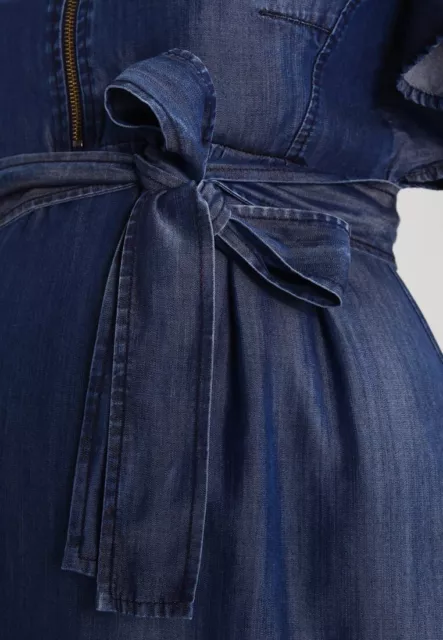 Robe de maternité denim indigo manches courtes femmes enceintes bleu 3