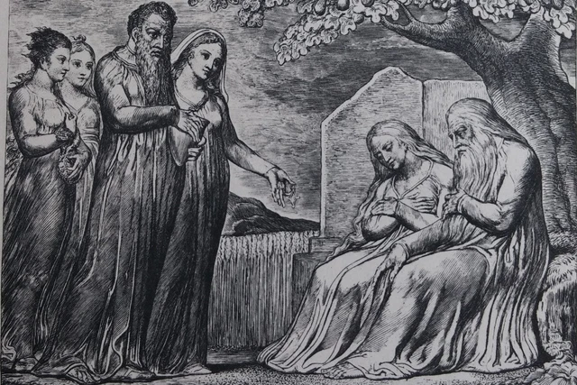 BLAKE William : Le bien et le mal - GRAVURE N&B - Livre de Job, Bible, 1902