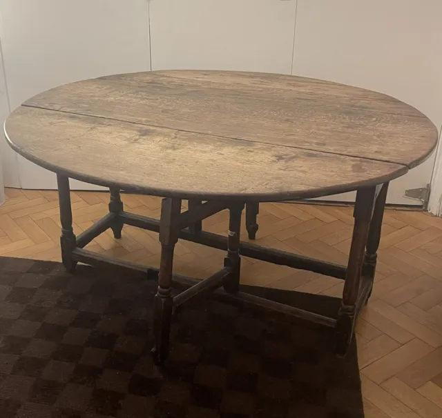 antique oak drop leaf dining table