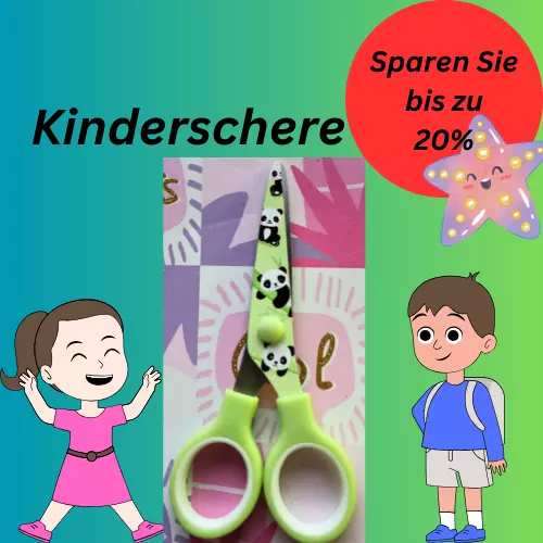 Kinderschere Panda Bastelschere mit Komfortgriff und runde Spitze Schere