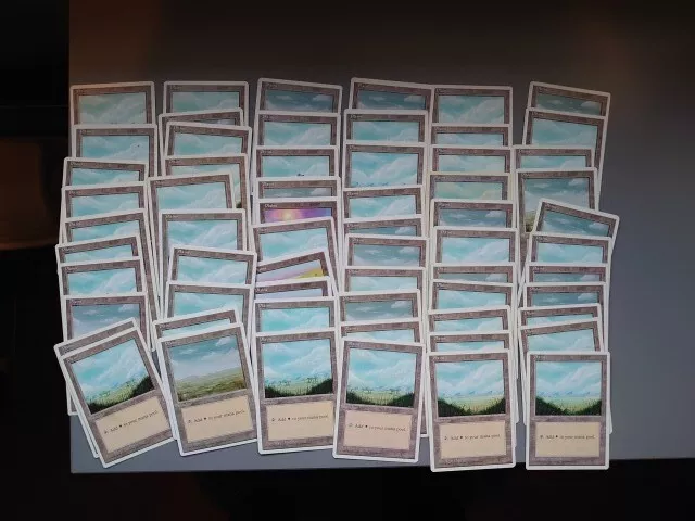 MTG 62 Basic land Plains.  White Border Card Lot. Good Condition.  Old Vintage.