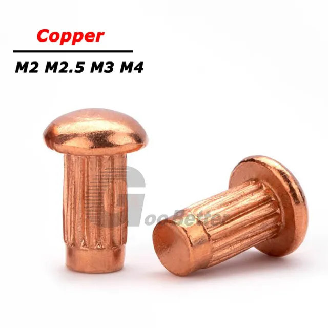 Round Dome Head Solid Copper Rivets Old School Fasteners M2 M2.5 M3 M4 M5  M6 M8