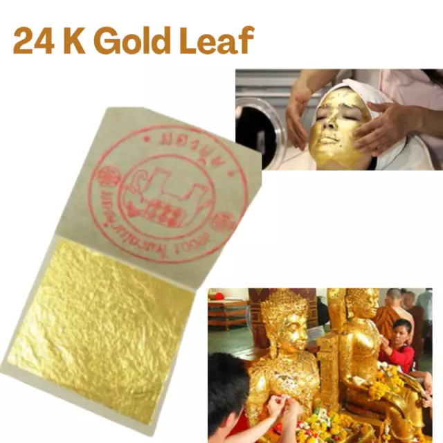 Hoja de Oro Puro Hoja de Oro Hoja de Arte Trabajo Spa Comida Buda Tailandés Amuleto 100 piezas