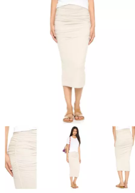 James Perse women's Shirred Tube midi Skirt beige size 2 m #WJEH5960cu NEW NWOT 2