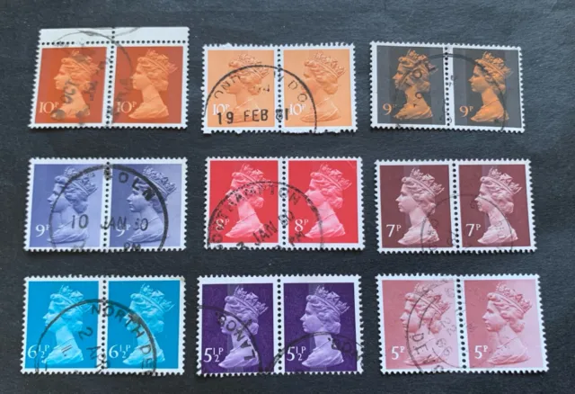 UK Great Britain 🇬🇧 - 9x2 used stamps QEII Queen Elizabeth II. / 05