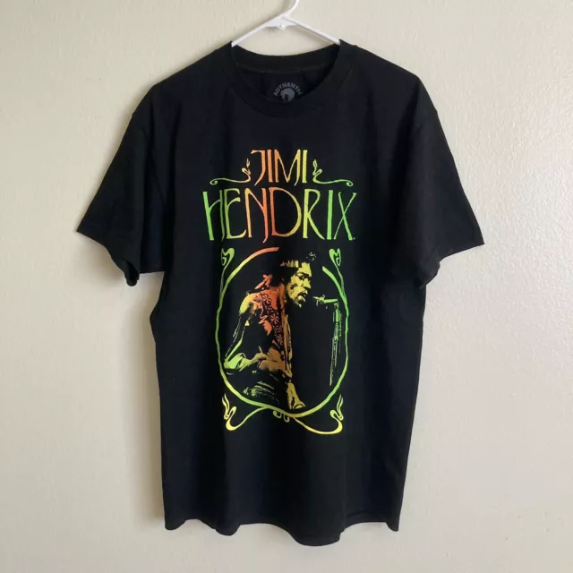 Jimi Hendrix Mens Large Black T-Shirt Short Sleeve Graphic Tee Authentic