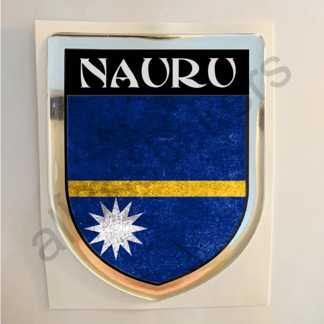 Nauru Adesivi Scudetto 3D Bandiera Sporco Resinato Adesivo Vinile Resinati
