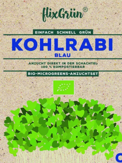 BIO-Microgreens Kohlrabi Blau 57035 flixGrün Anzuchtset Samen Mikrogemüse