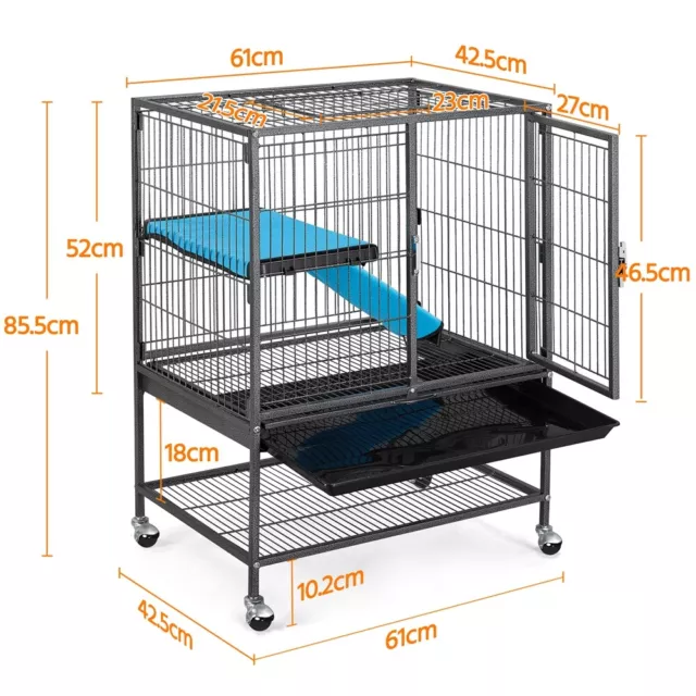 Yaheetech Jaula Hámster con Ruedas 61x43x86cm Hurones Chinchillas Conejo Gatitos 2