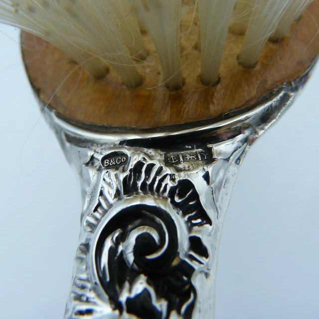 Solid Silver Hair Brush  Green Man 1973 Bicentenary Birmingham Assay Office