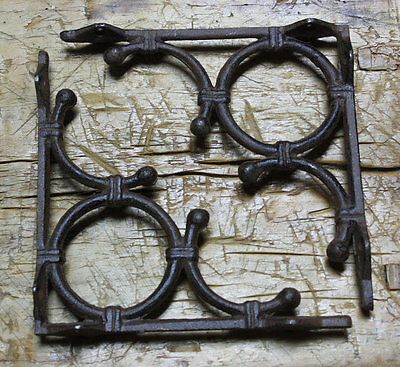 6 Cast Iron Antique Style LIFE RING Brackets, Garden Braces Shelf Bracket Bamboo