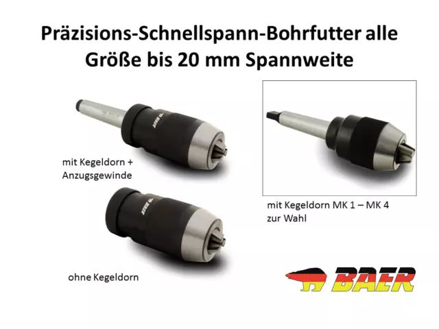 Bohrfutter Baer Schnellspannbohrfutter Schnellspann Kegeldorn 13/16/20mm wählbar