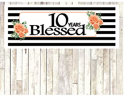Number 10- 10th Birthday Anniversary Party Blessed Years Wall Decoration Banner
