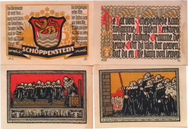 1921 Germany SCHOPPENSTEDT 50 Phennig Banknote / Notgeld Set