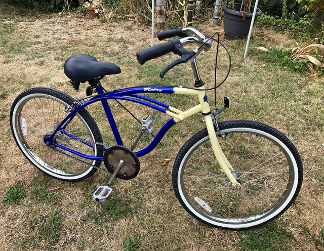 APOLLO RETRO CRUISER Bike 24” Wheels 15”Frame 1 Speed Blue/Cream Guards ...