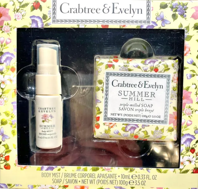 Crabtree & Evelyn Summer Hill .33 oz BODY MIST & 3.5 oz BAR SOAP Gift Boxed