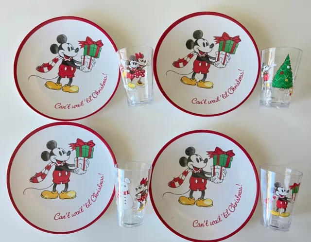 Pottery Barn Kids Disney Mickey Minnie Mouse Cups Plates Set 8 Christmas
