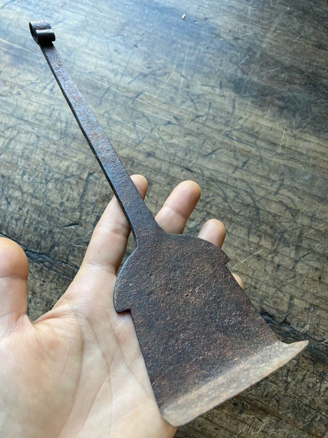 RARE! Best! Antique 18TH C Wrought Iron PA Key Hole Spatula Scraper Rattail