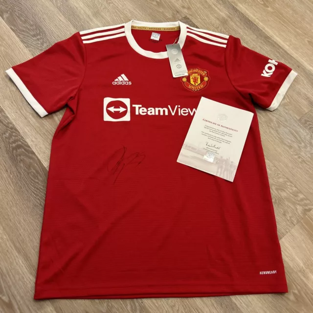 Manchester United 2021/2022 Signed Home Shirt - Sancho- MUFC COA