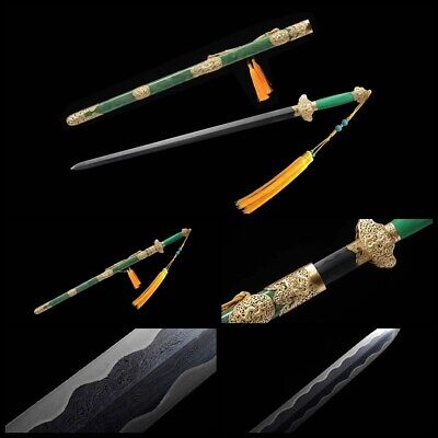 Hand Made Chinese Sword Jian (劍) Folded Steel Clay Tempered Blade+Nice Fittings