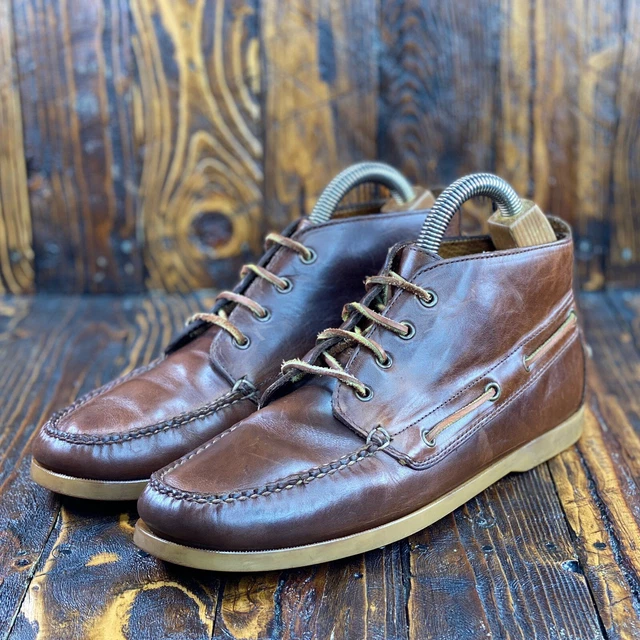 BROOKS BROTHERS MEN’S Chukka Boat Shoe Boots 5229 Brown Leather Size