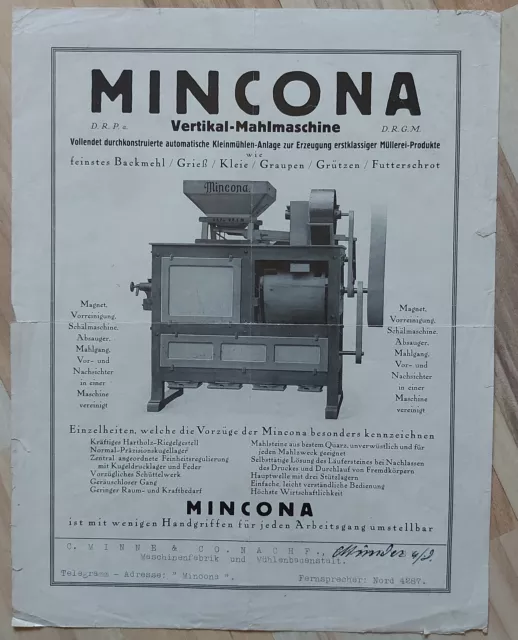 MINCONA Vertikal-Mahlmaschine C. Minne&Co. Nachf. ehem. Hannover Münder a/D. alt
