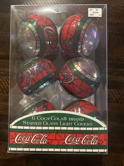 6 Total Coca Cola Stained Glass Light Covers Christmas Cavanagh Vintage 1997
