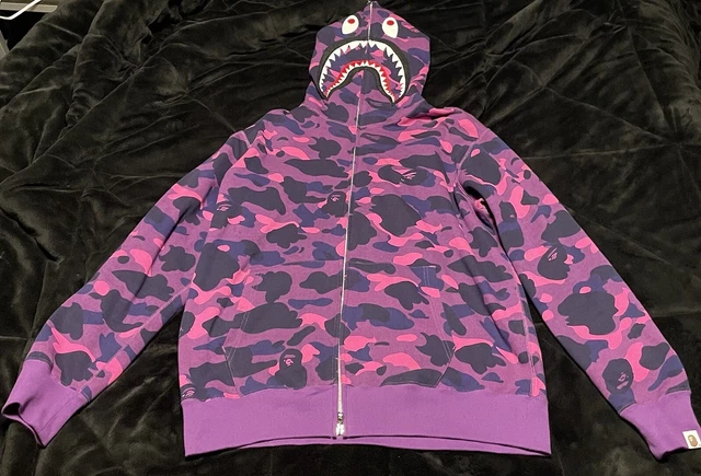 Purple shark clearance bape hoodie