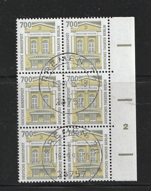  BRD SWK 700 Pf 6er Block mit Formnummer 2 TOP-Stempel mit Gummierung