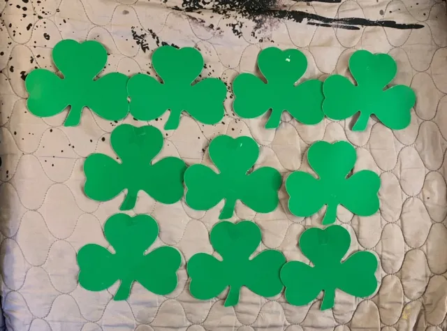 St. Patrick's Day Die Cut Cutout Decorations Mini 4.5” Shamrocks Lot Of 10
