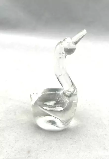 Vintage Swan Goose Art Glass Figurine Murano Style Paperweight Clean Bubbles 4"