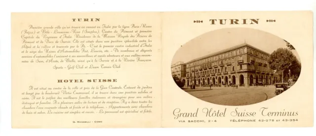 Early 1900s Grand Hotel Suisse Terminus Turin Italy Picture Brochure Fold Out