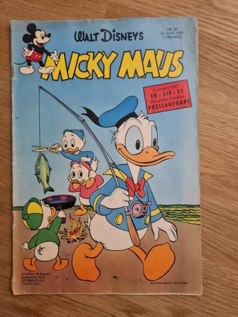 Micky Maus Heft Nr.25 von 1959 (Z2-) mit Sammelmarke+Sammelbild